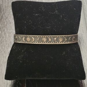 Vintage Mexican Silver Celestial Sun & Moon Cuff Bracelet Mexico 925 Orig Patina